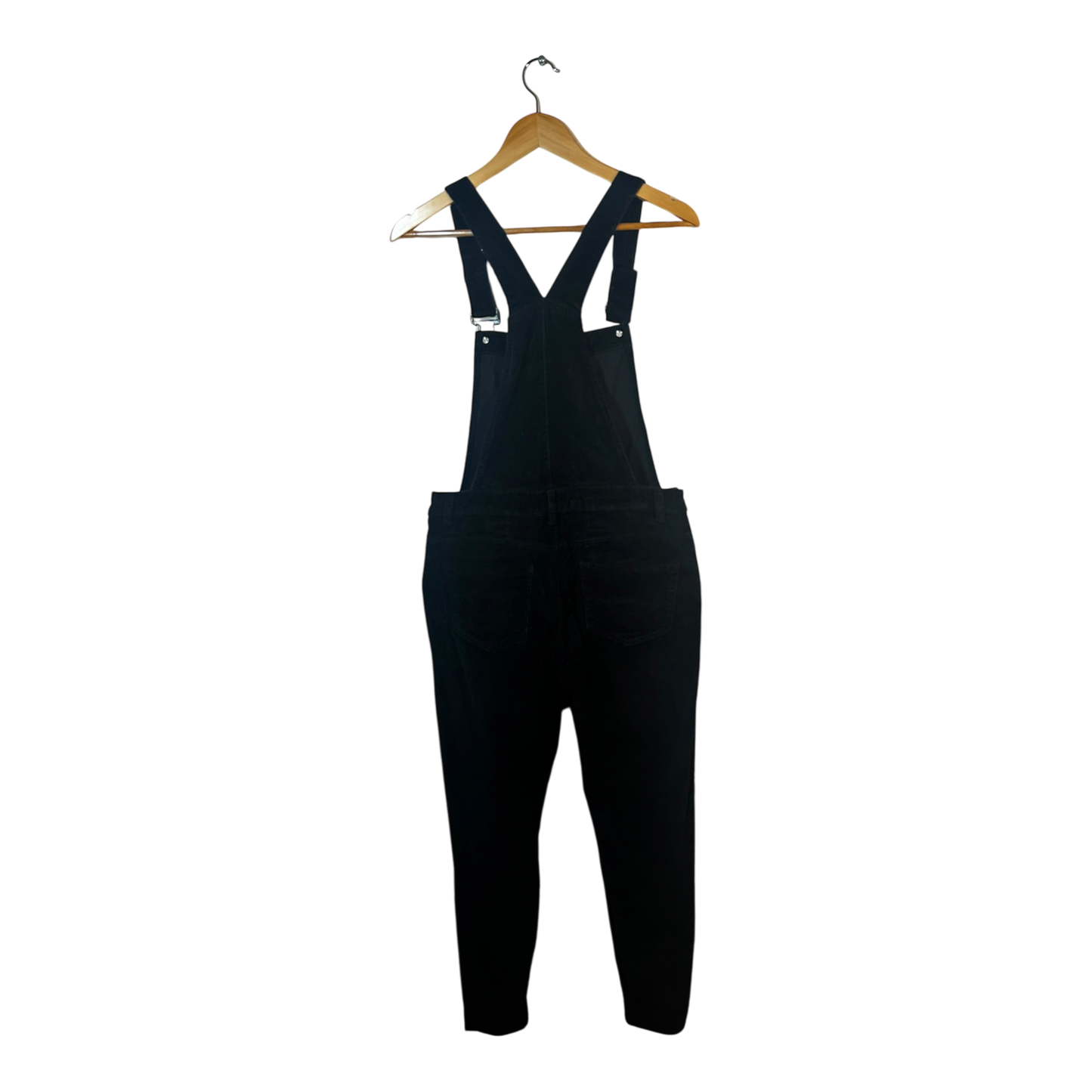 Denim Co Damen Latzhose Gr 40 Schwarz Feincord Elasthan Verstellbare Träger