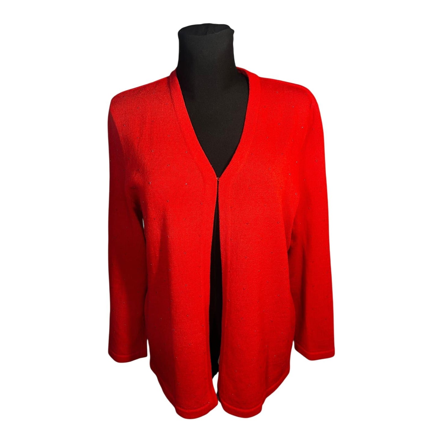 Attitude Damen Zweiteiler Strickset Größe 42 Rot Acryl Wolle Elegant Glitzer Top Wie NEU