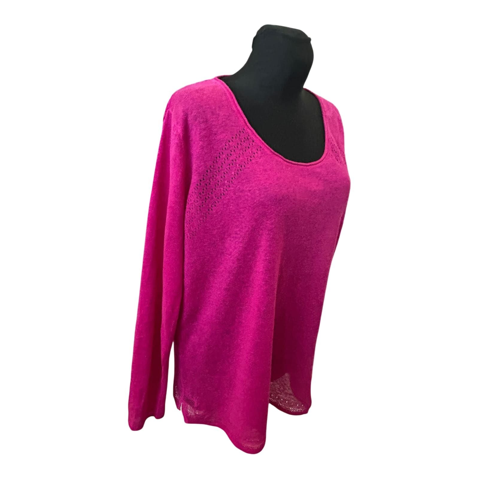 Anne L Sommer Pullover Damen Gr L Pink Leinen Langarm Leicht Luftig