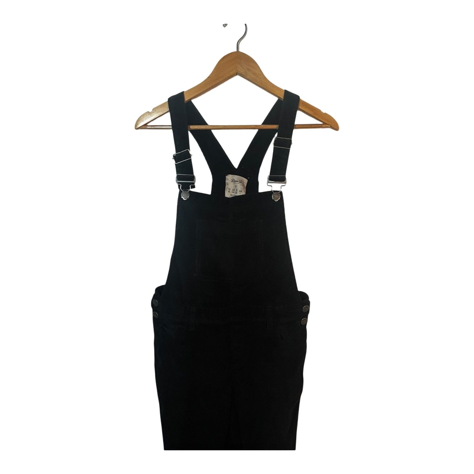 Denim Co Damen Latzhose Gr 40 Schwarz Feincord Elasthan Verstellbare Träger