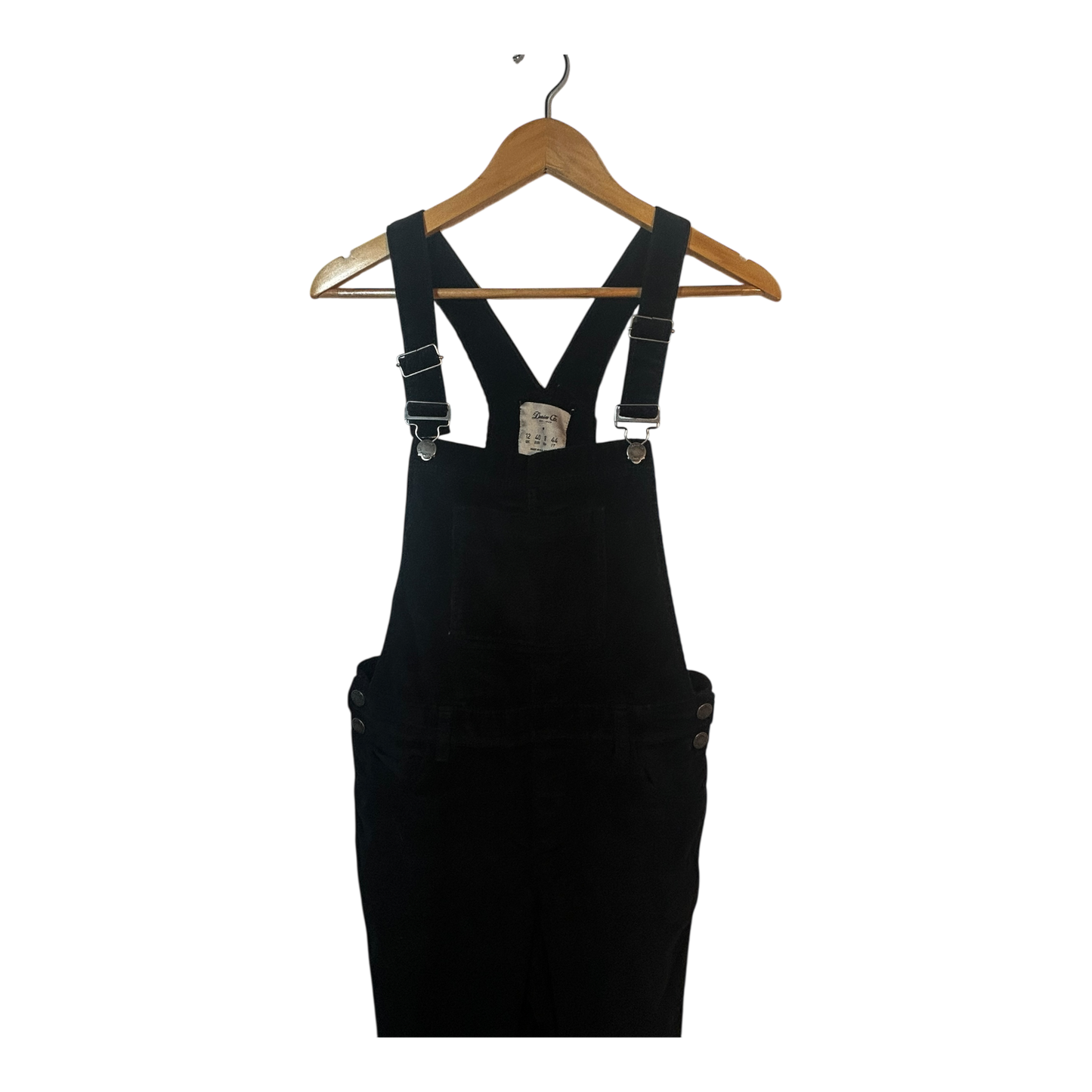 Denim Co Damen Latzhose Gr 40 Schwarz Feincord Elasthan Verstellbare Träger