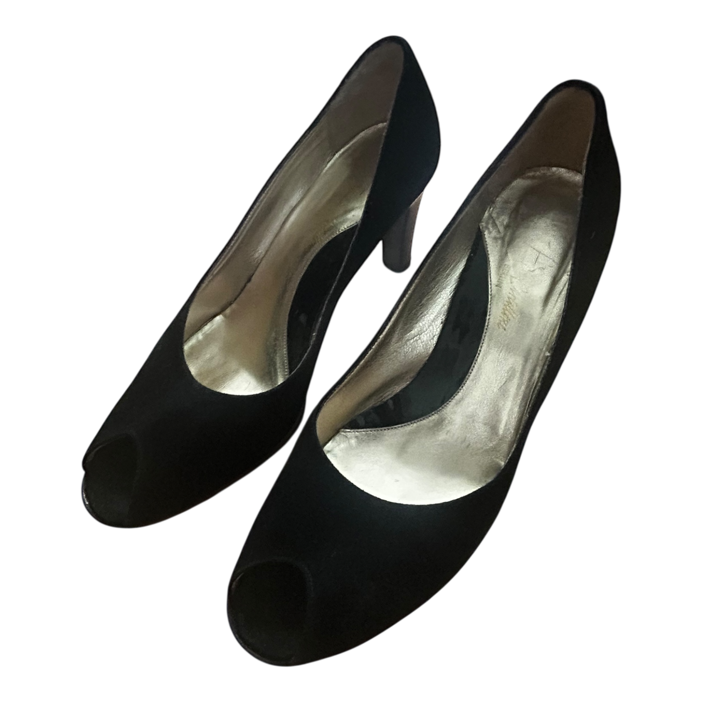 Peeptoes Damen Echtleder Schwarz Made in Italy Gr 39 Elegant Absatzschuhe