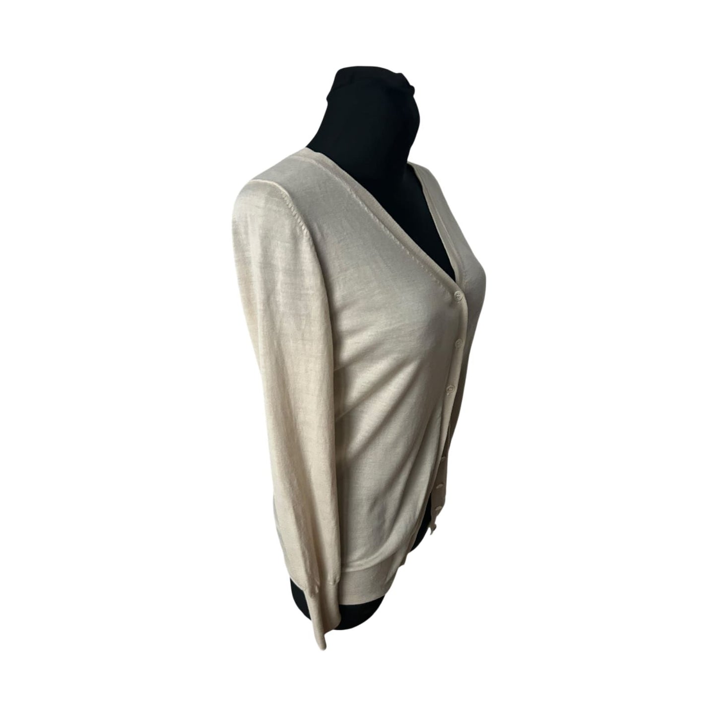 Strenesse Damen Strickjacke Cardigan Größe 40 Beige Wolle Elegant Klassisch