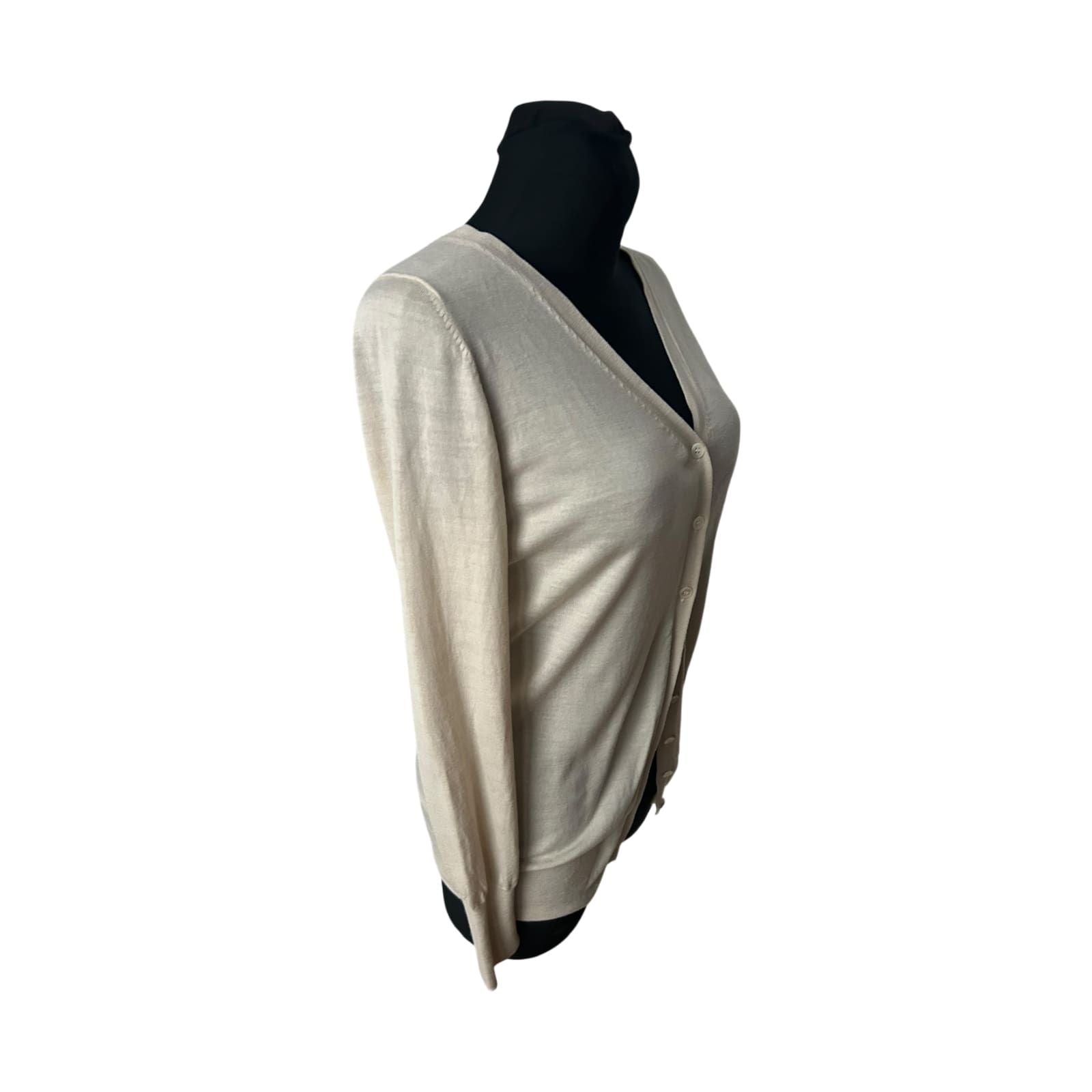 Strenesse Damen Strickjacke Cardigan Größe 40 Beige Wolle Elegant Klassisch