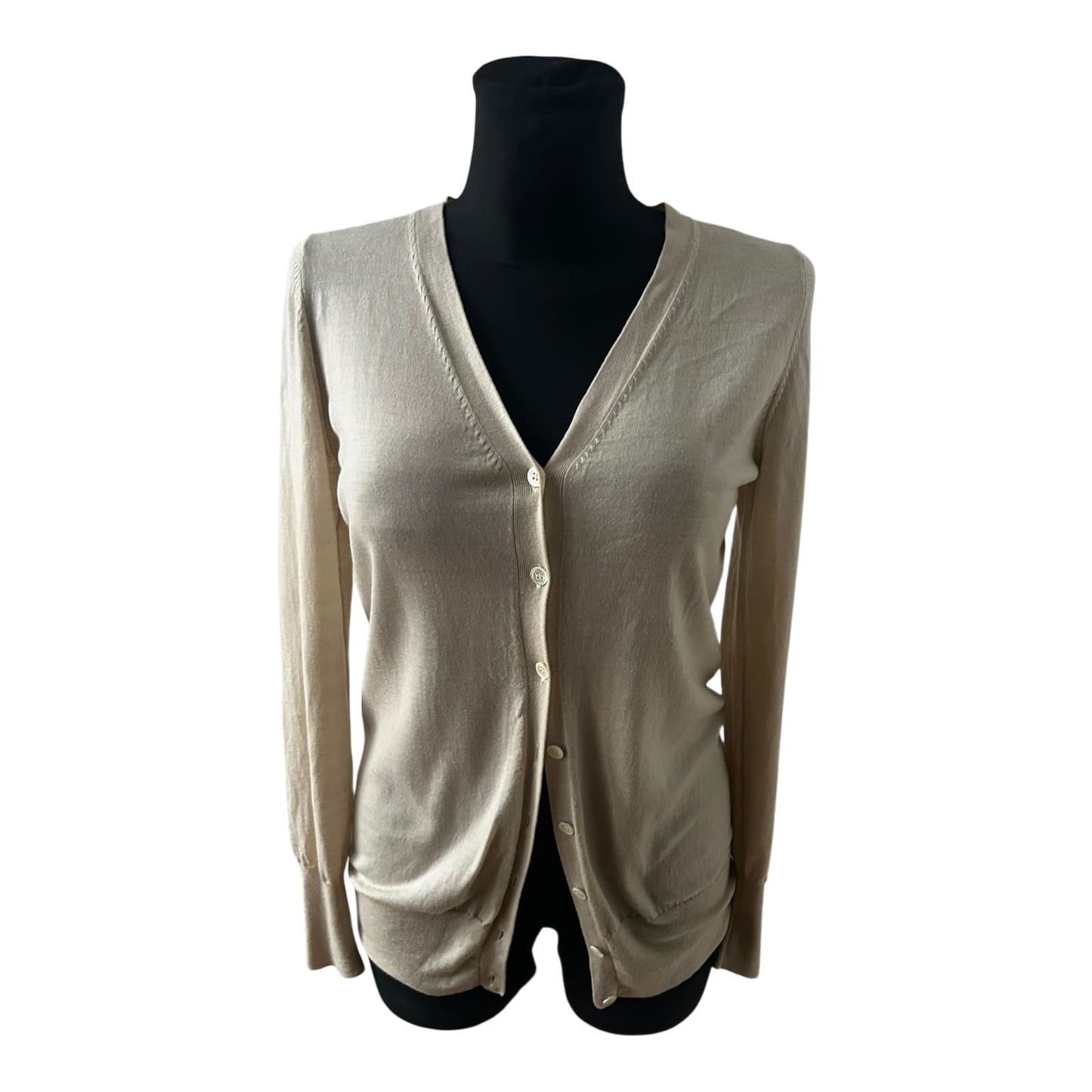 Strenesse Damen Strickjacke Cardigan Größe 40 Beige Wolle Elegant Klassisch
