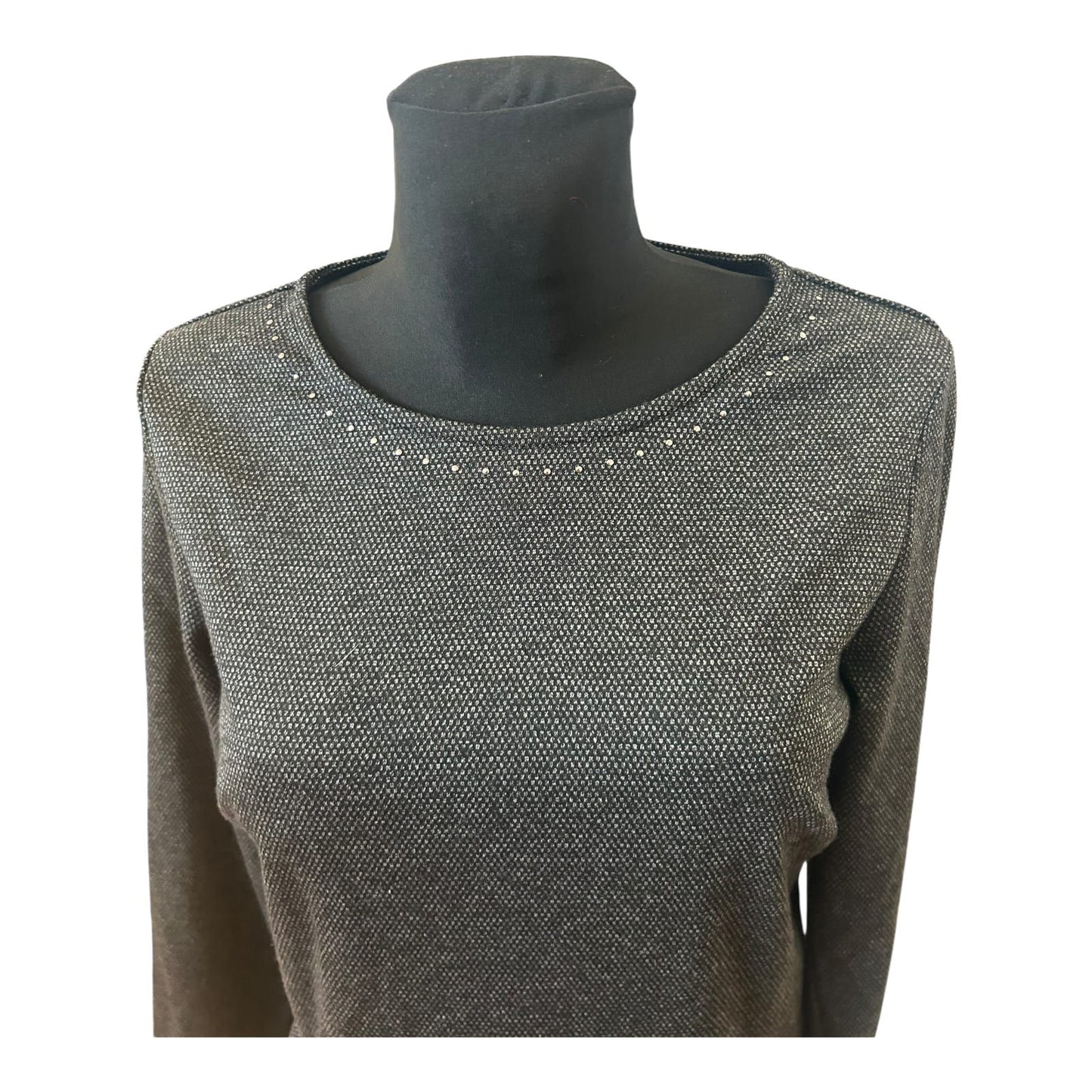 Women Essentials by Tchibo Kleid Damen Gr 36 Grau Nieten Langarm Elegant