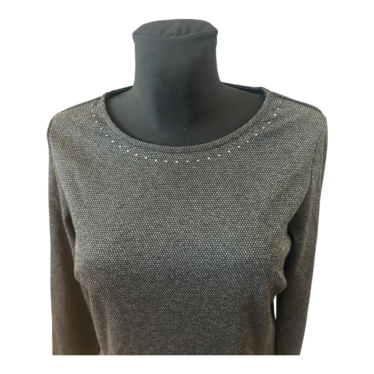 Women Essentials by Tchibo Kleid Damen Gr 36 Grau Nieten Langarm Elegant