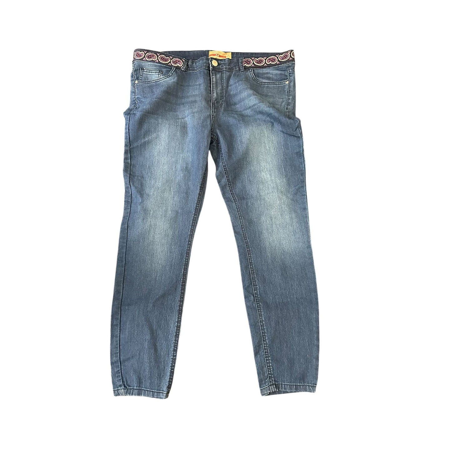 Janina Slim Denim Wear | Gr. 46 | Blau | Slim Fit | Damen Jeans - Hosen | Glitzer Muster am Gürtelbund