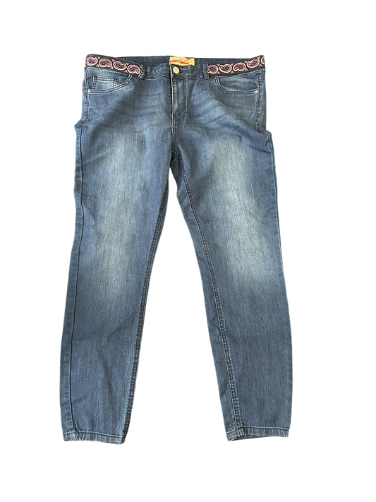 Janina Slim Denim Wear | Gr. 46 | Blau | Slim Fit | Damen Jeans - Hosen | Glitzer Muster am Gürtelbund