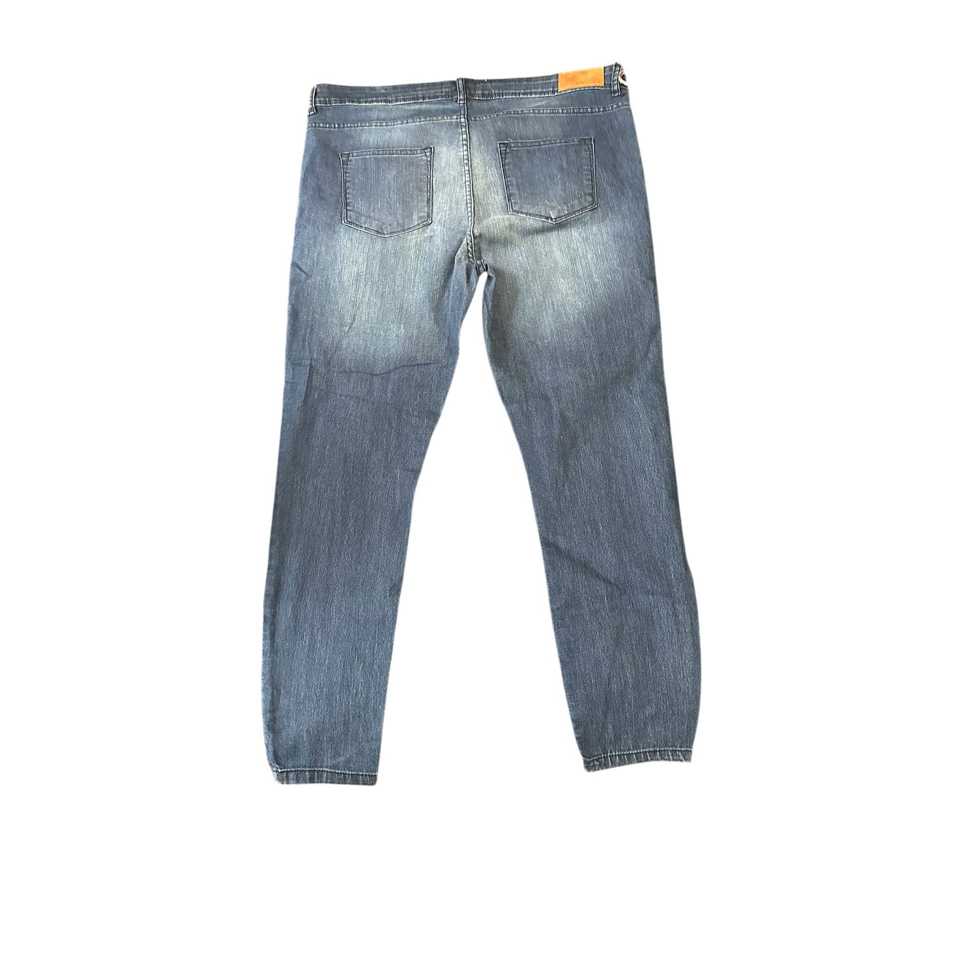 Janina Slim Denim Wear | Gr. 46 | Blau | Slim Fit | Damen Jeans - Hosen | Glitzer Muster am Gürtelbund