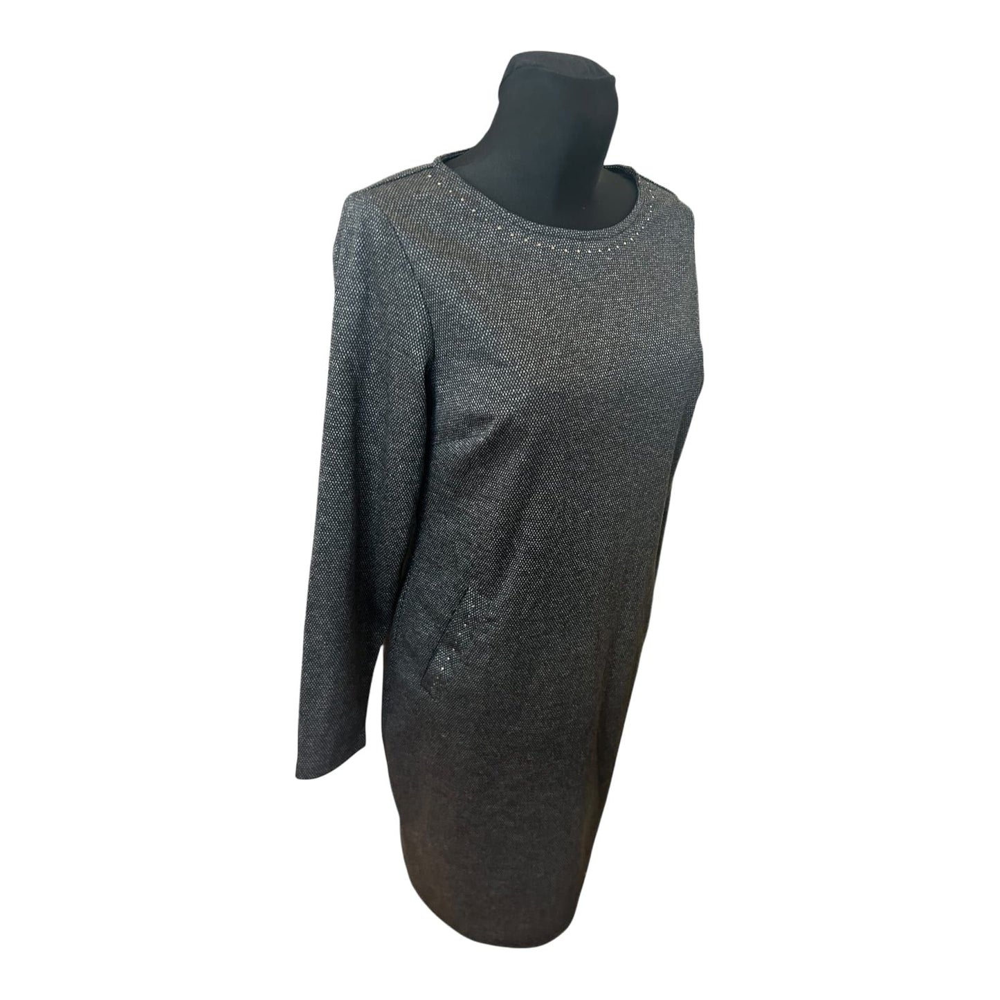 Women Essentials by Tchibo Kleid Damen Gr 36 Grau Nieten Langarm Elegant