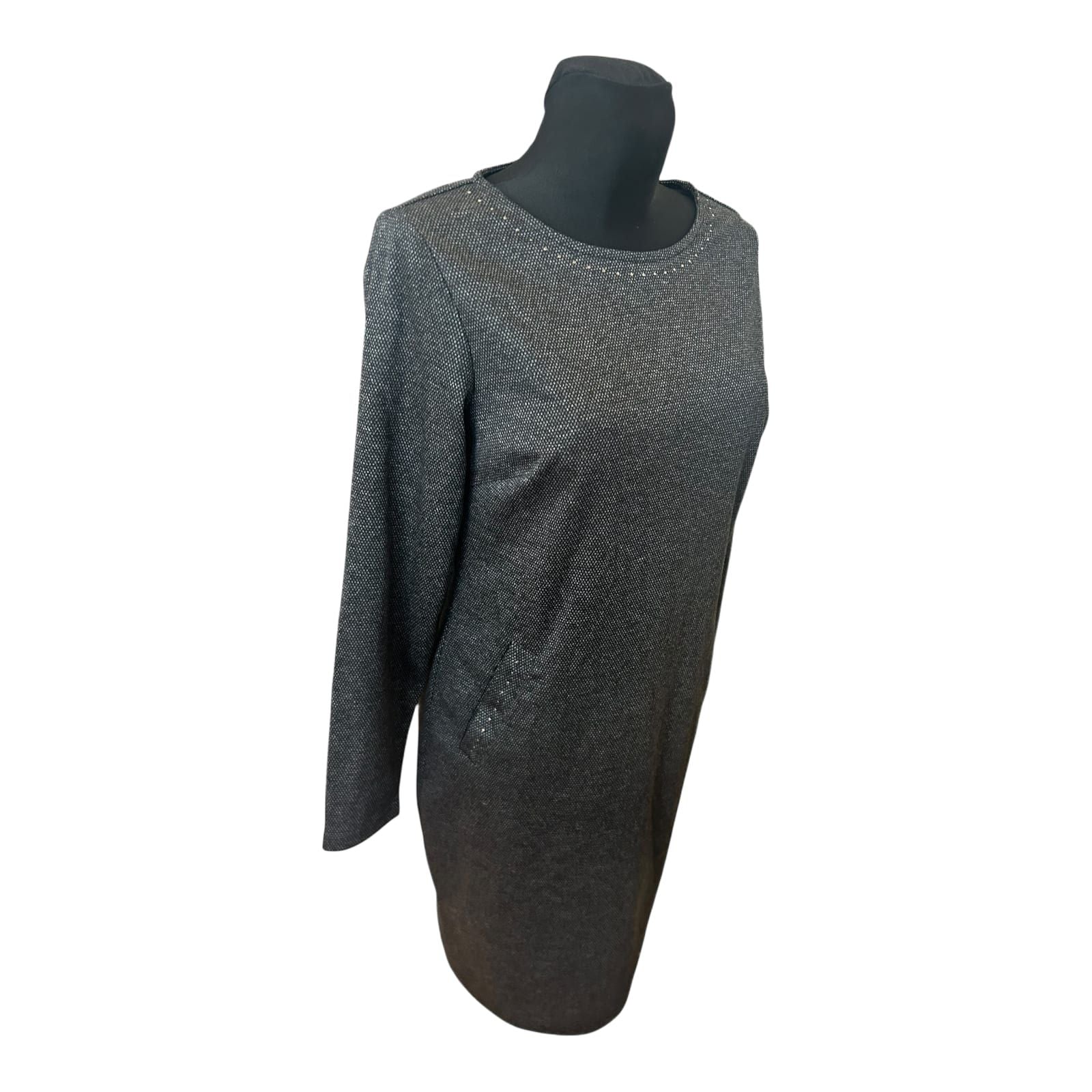 Women Essentials by Tchibo Kleid Damen Gr 36 Grau Nieten Langarm Elegant