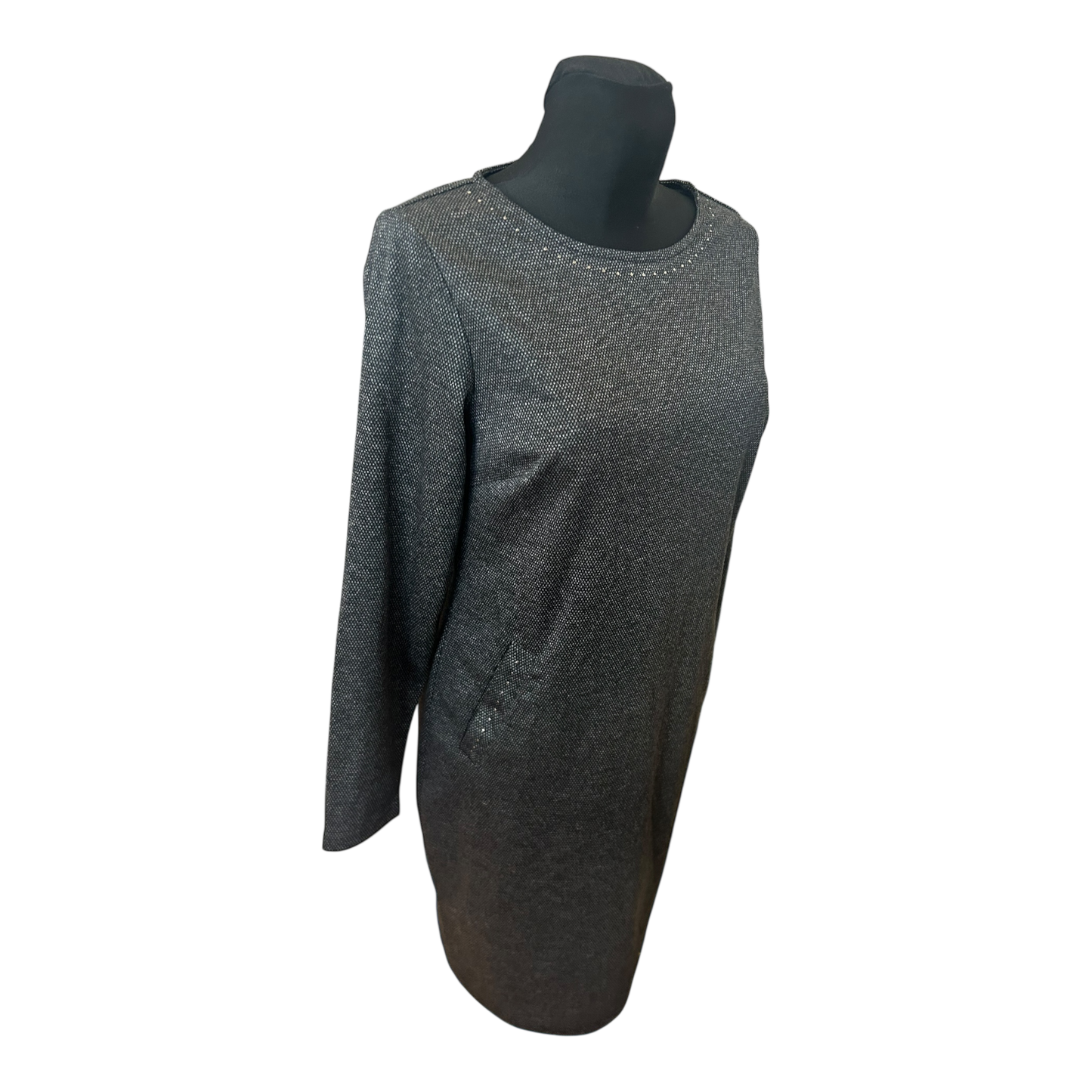 Women Essentials by Tchibo Kleid Damen Gr 36 Grau Nieten Langarm Elegant