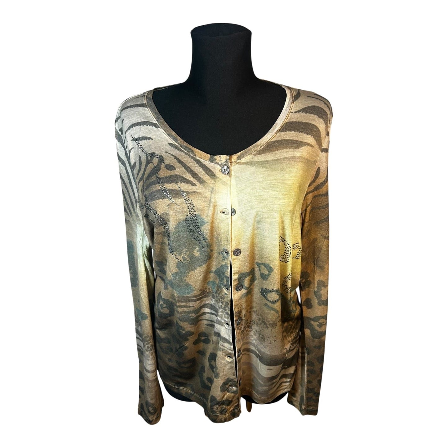 Nice Connection Damen Zweiteiler Shirt Jacke Gr 46 Beige Braun Viskose Mix Elegant