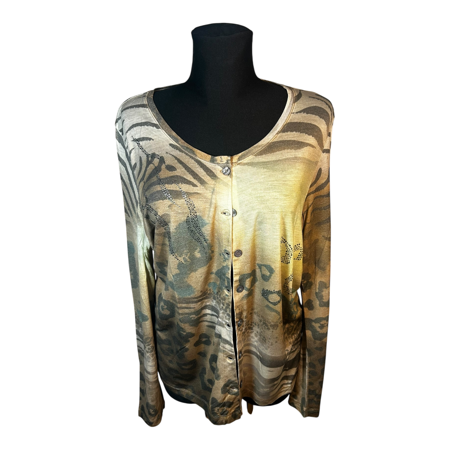 Nice Connection Damen Zweiteiler Shirt Jacke Gr 46 Beige Braun Viskose Mix Elegant