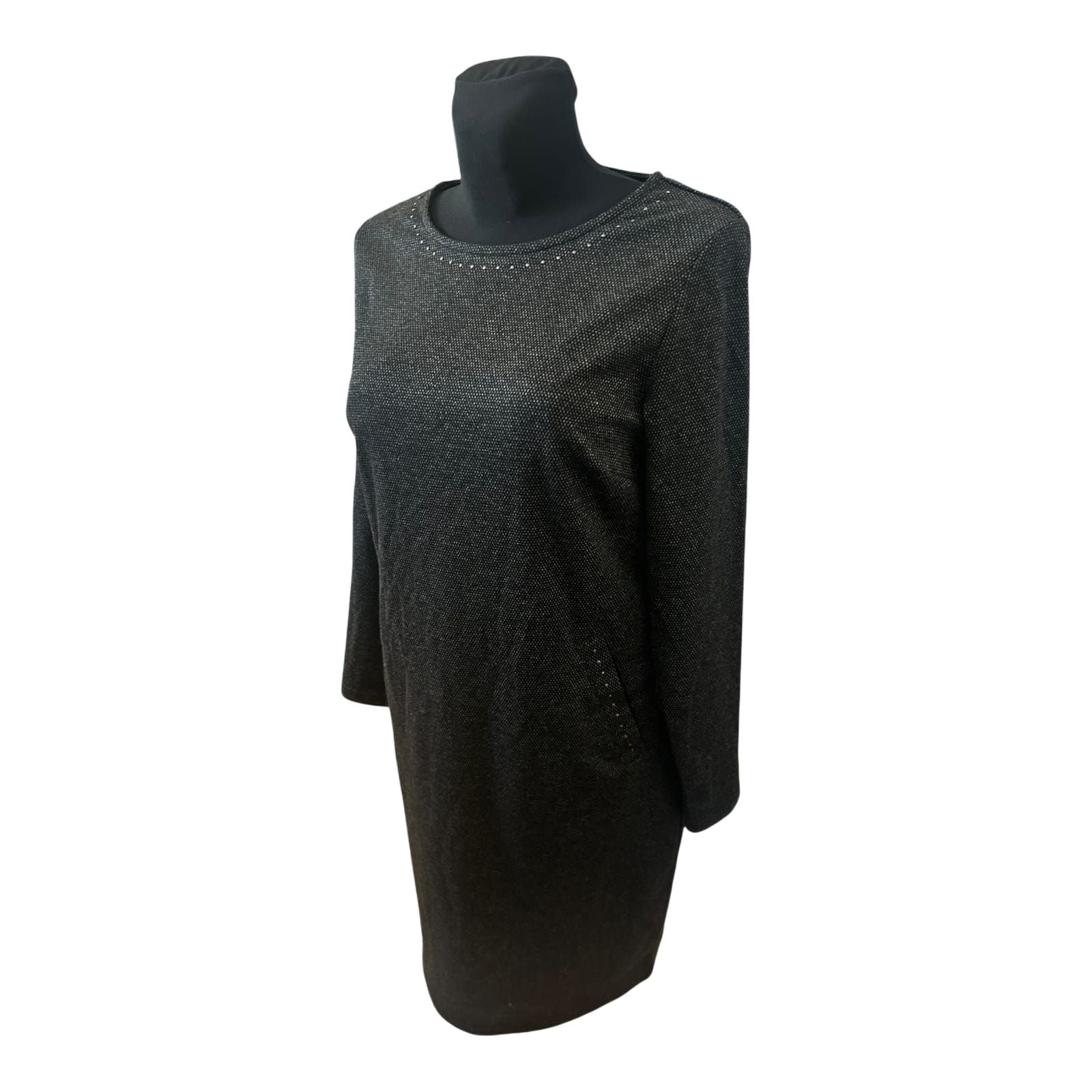 Women Essentials by Tchibo Kleid Damen Gr 36 Grau Nieten Langarm Elegant