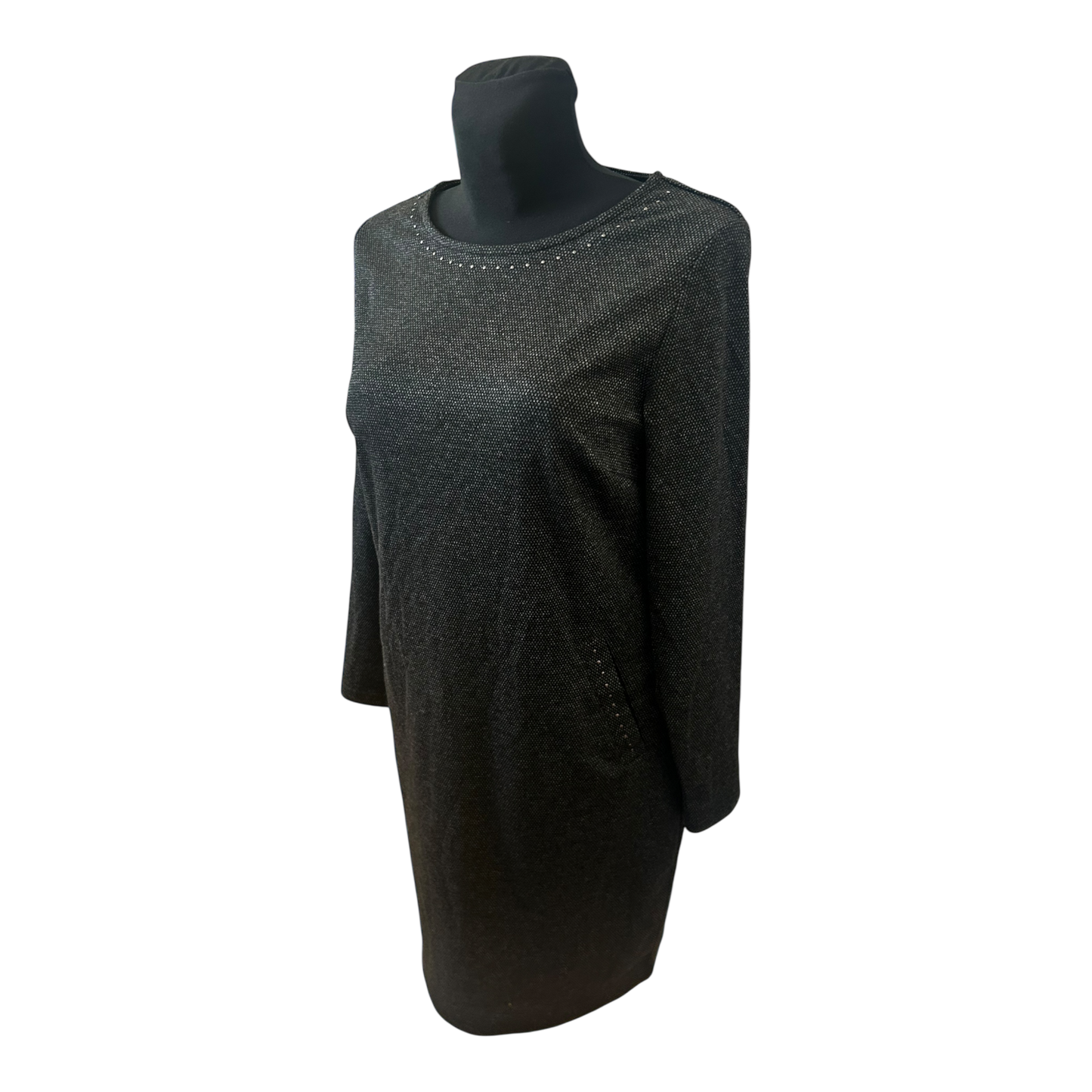 Women Essentials by Tchibo Kleid Damen Gr 36 Grau Nieten Langarm Elegant