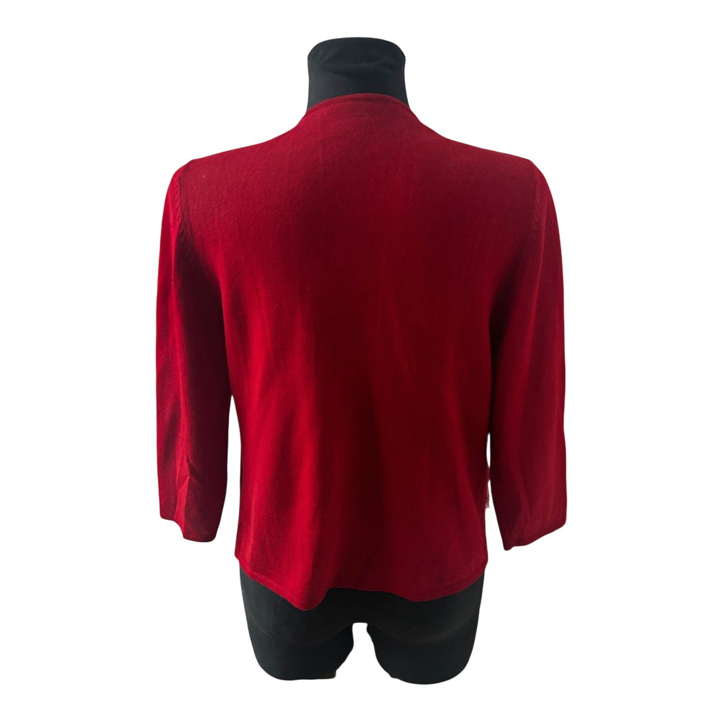 Expresso Damen Cardigan Größe M Rot Wollmix Spitze Elegant Fein Strickjacke
