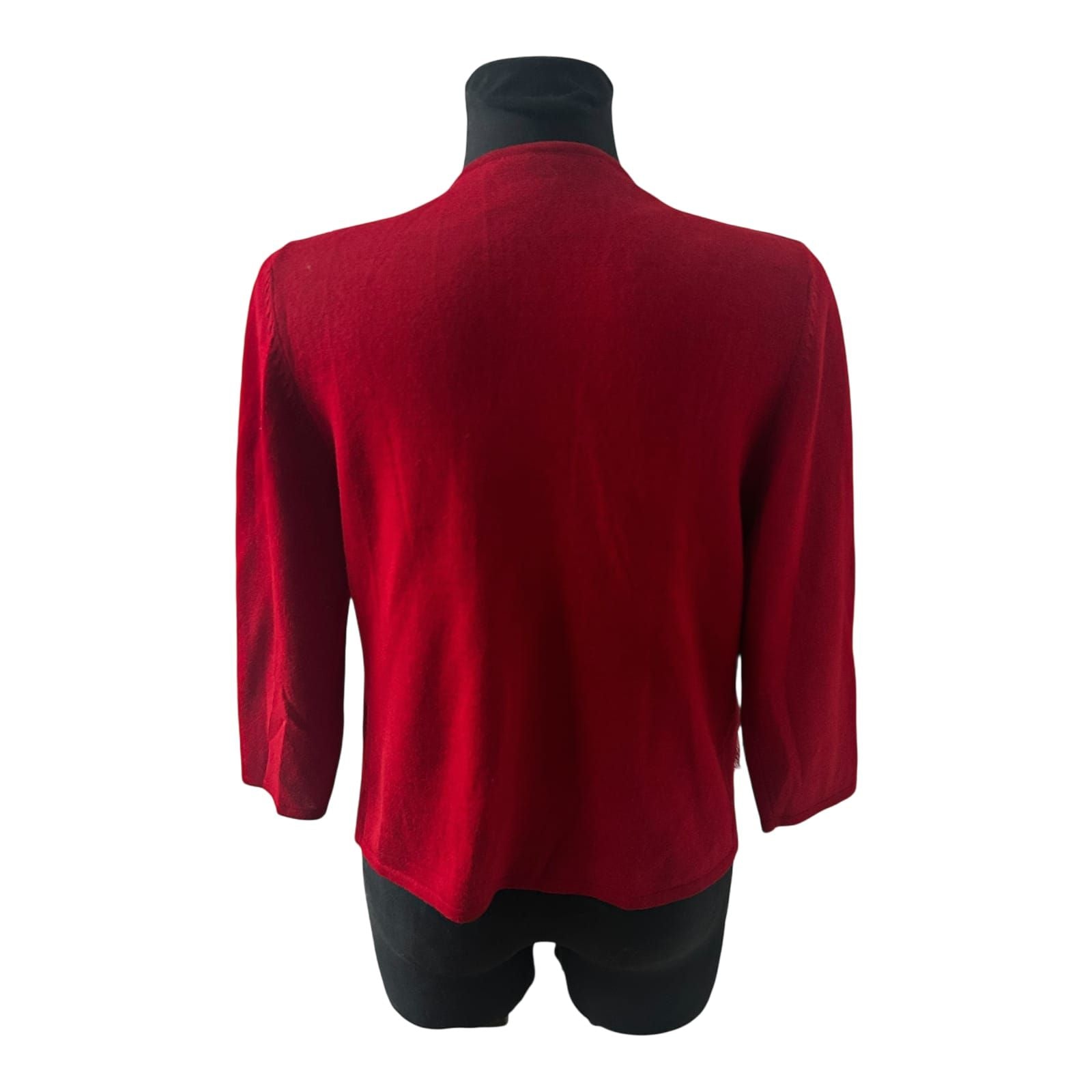 Expresso Damen Cardigan Größe M Rot Wollmix Spitze Elegant Fein Strickjacke