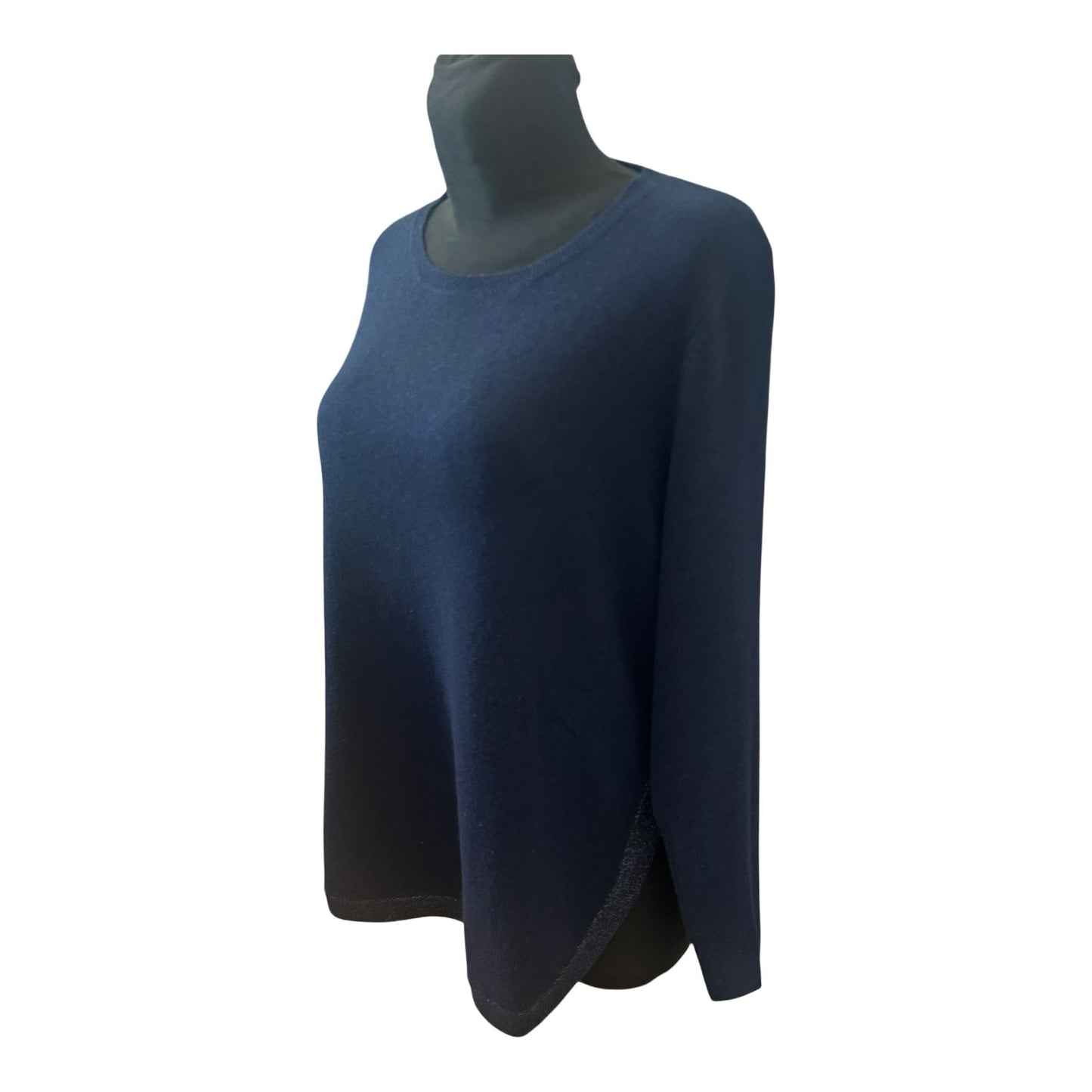 6-0-7 Essential Damen Pullover Strick Gr 42 Blau Wolle Kaschmir Viskose