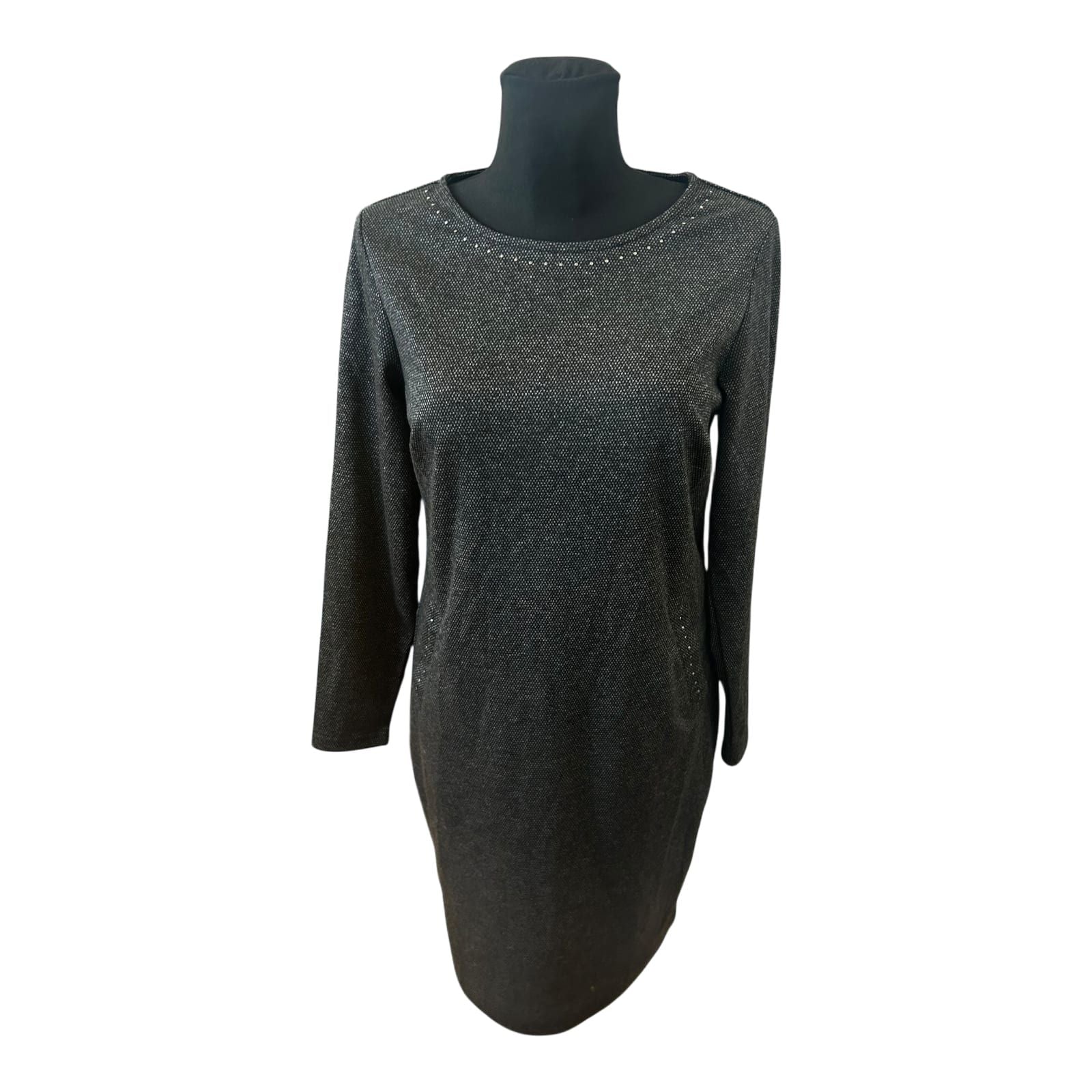 Women Essentials by Tchibo Kleid Damen Gr 36 Grau Nieten Langarm Elegant