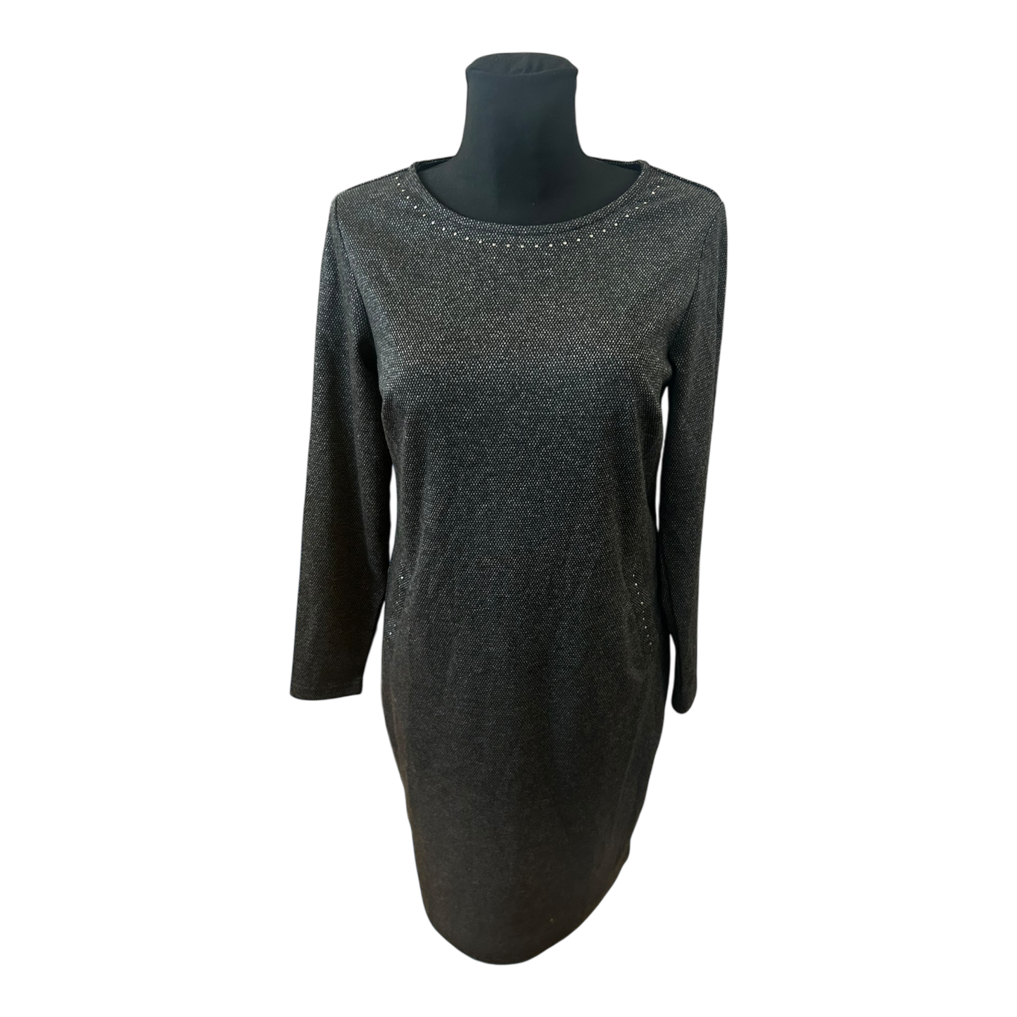 Women Essentials by Tchibo Kleid Damen Gr 36 Grau Nieten Langarm Elegant