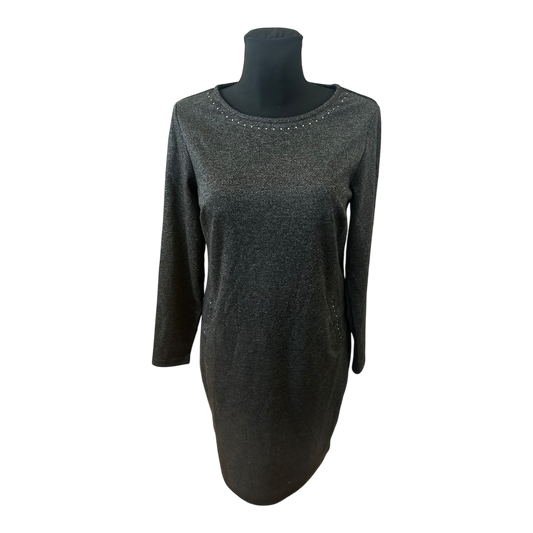 Women Essentials by Tchibo Kleid Damen Gr 36 Grau Nieten Langarm Elegant