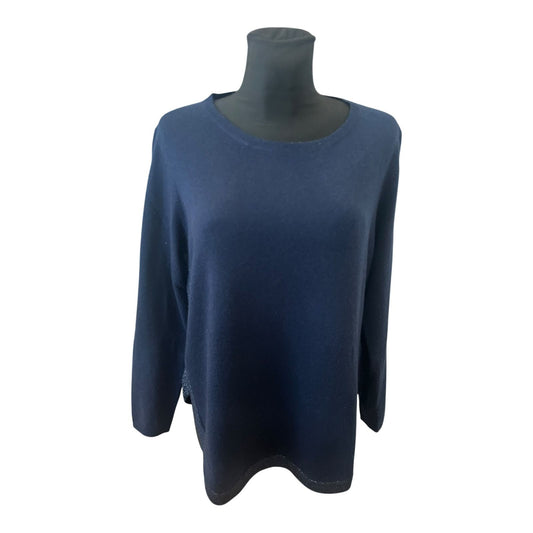 6-0-7 Essential Damen Pullover Strick Gr 42 Blau Wolle Kaschmir Viskose