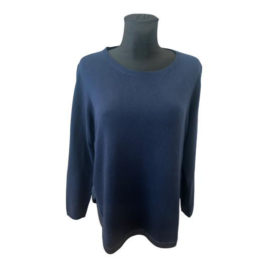 6-0-7 Essential Damen Pullover Strick Gr 42 Blau Wolle Kaschmir Viskose
