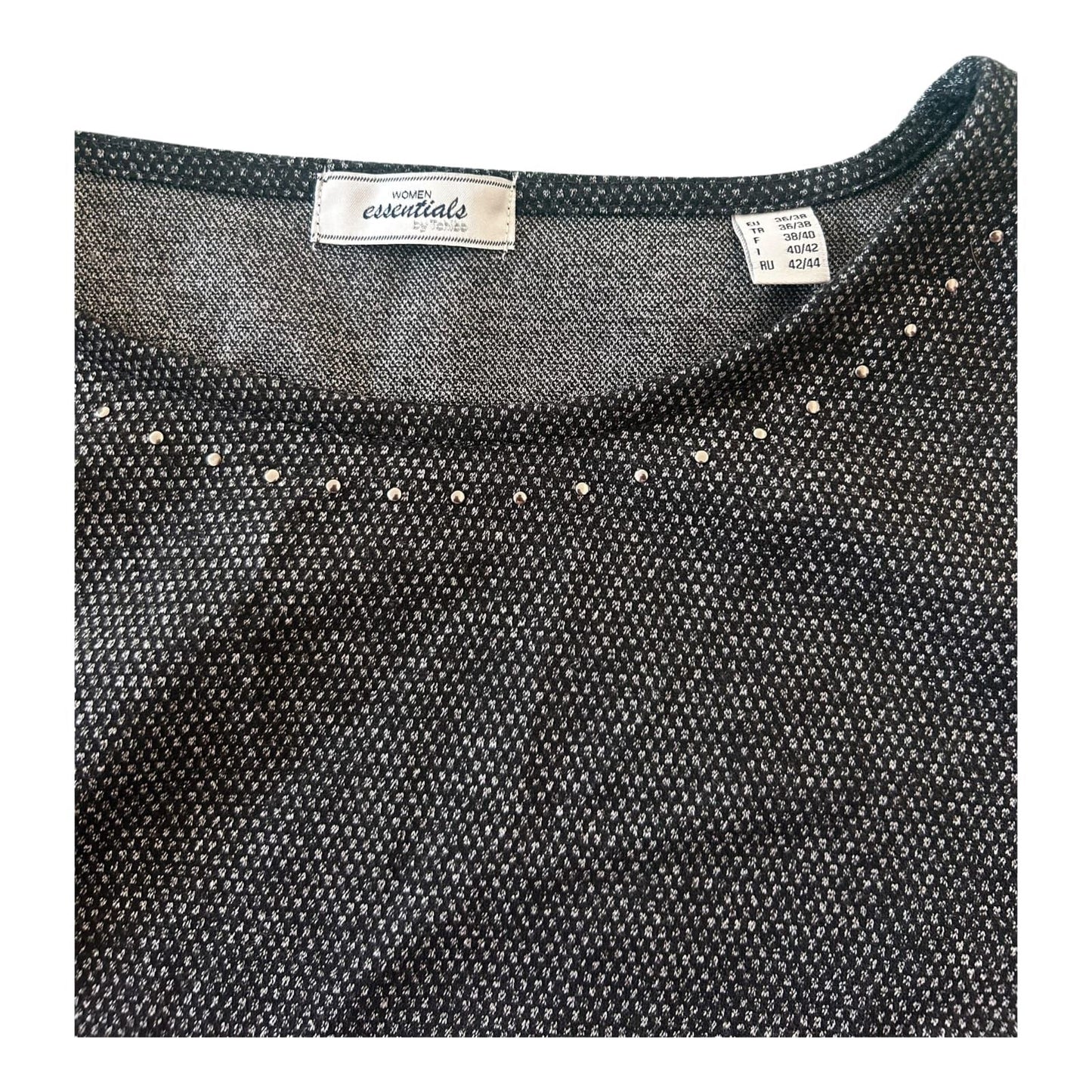 Women Essentials by Tchibo Kleid Damen Gr 36 Grau Nieten Langarm Elegant