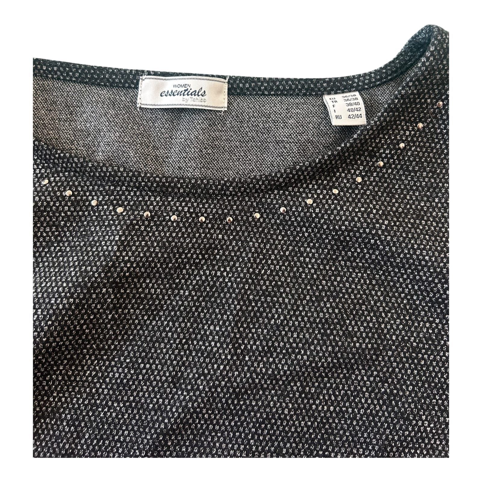 Women Essentials by Tchibo Kleid Damen Gr 36 Grau Nieten Langarm Elegant