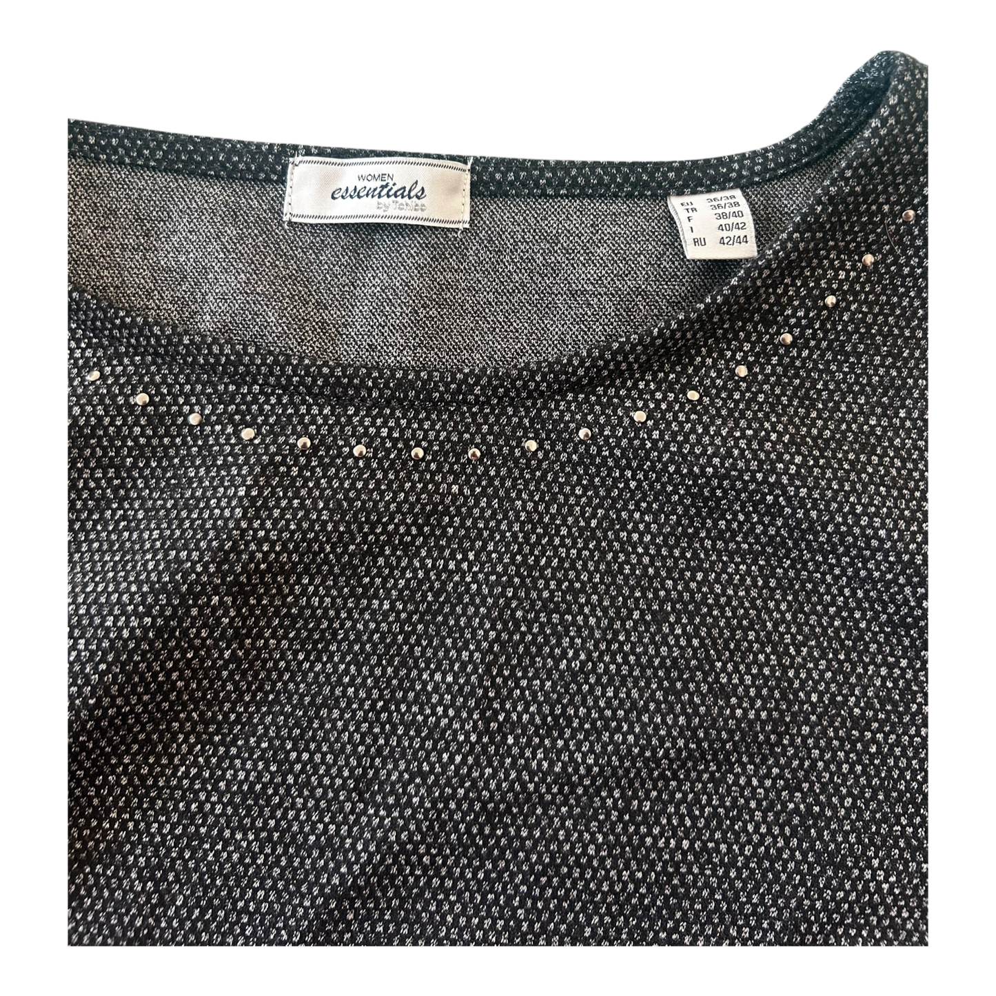 Women Essentials by Tchibo Kleid Damen Gr 36 Grau Nieten Langarm Elegant