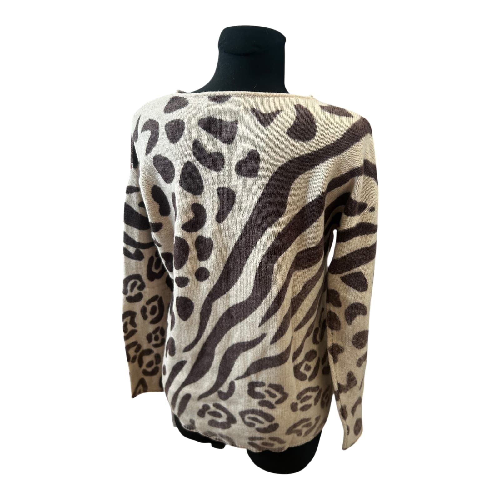 Six O Seven Damen Pullover Gr 40 Leo Animal Print Feinstrick Cashmere Mix