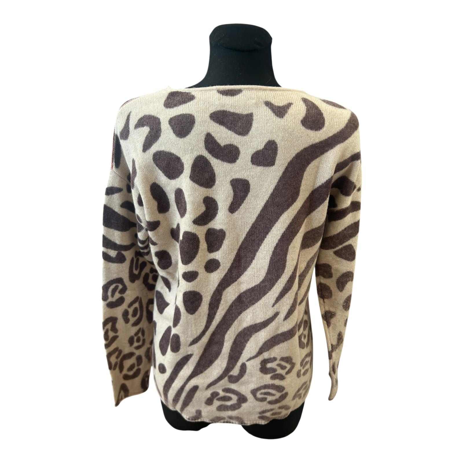 Six O Seven Damen Pullover Gr 40 Leo Animal Print Feinstrick Cashmere Mix