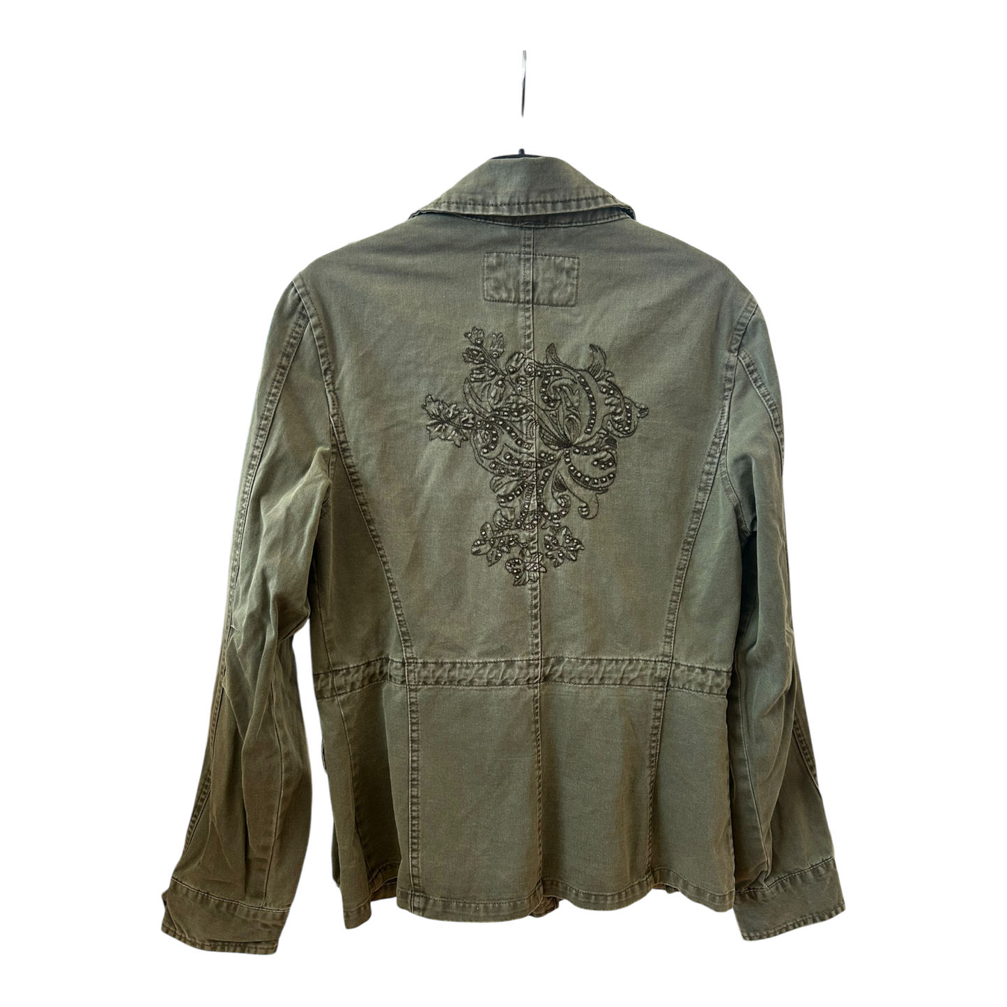 🔸 Refree Damenjacke M – Khaki – Boho Military Look – Verziert – Top! 🔸