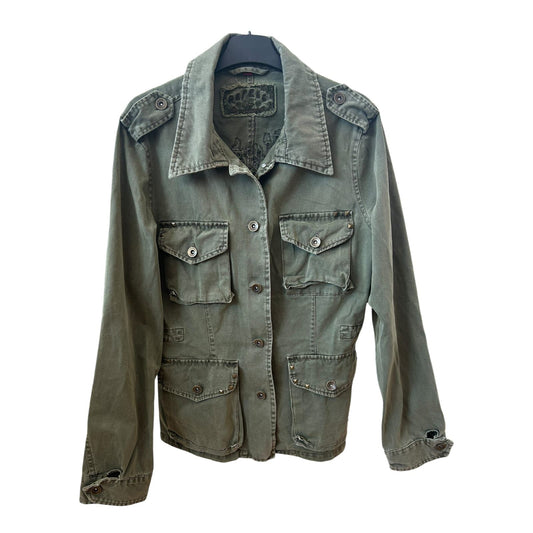 🔸 Refree Damenjacke M – Khaki – Boho Military Look – Verziert – Top! 🔸