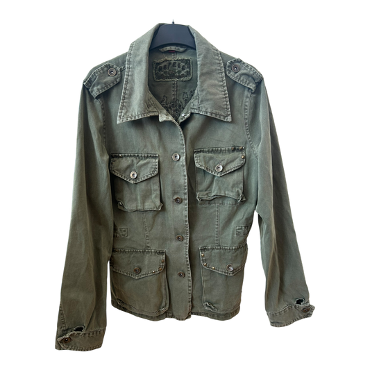 🔸 Refree Damenjacke M – Khaki – Boho Military Look – Verziert – Top! 🔸