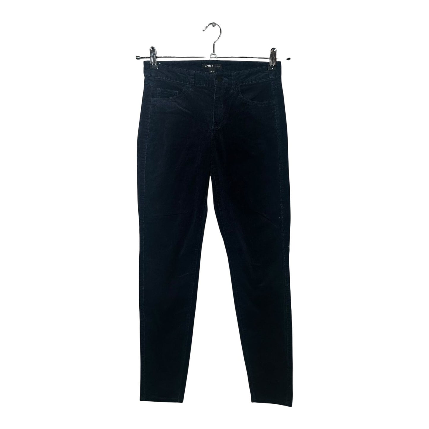 Mango Damen Feincordhose Dunkelblau Gr 34 Baumwolle Elasthan Klassisch Elegant