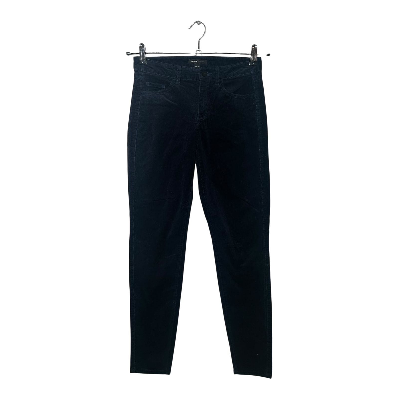 Mango Damen Feincordhose Dunkelblau Gr 34 Baumwolle Elasthan Klassisch Elegant