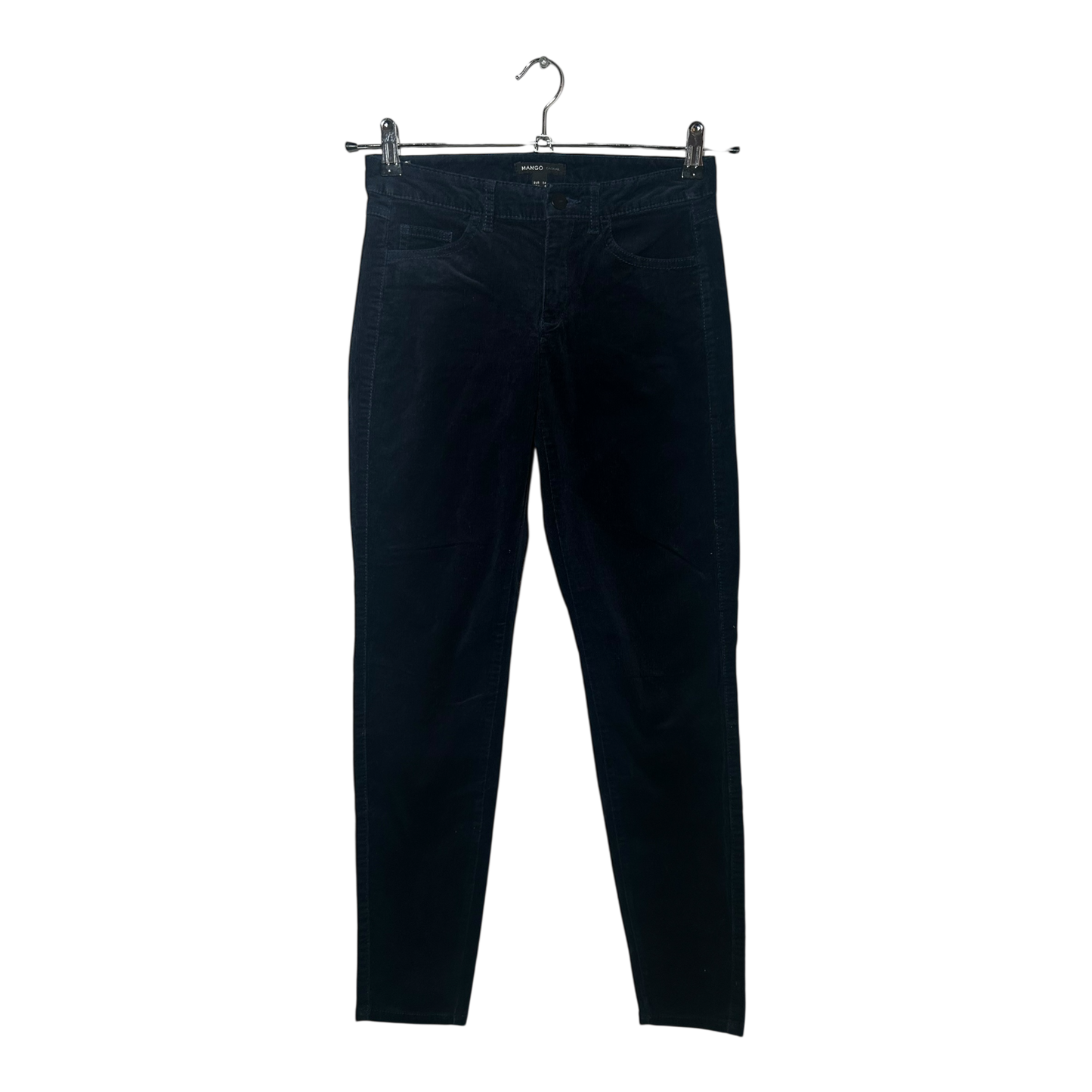 Mango Damen Feincordhose Dunkelblau Gr 34 Baumwolle Elasthan Klassisch Elegant