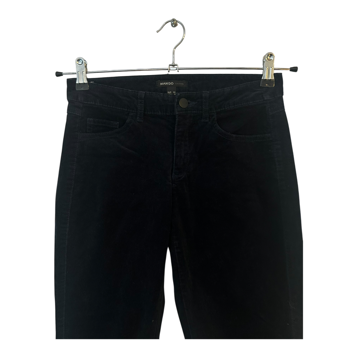 Mango Damen Feincordhose Dunkelblau Gr 34 Baumwolle Elasthan Klassisch Elegant