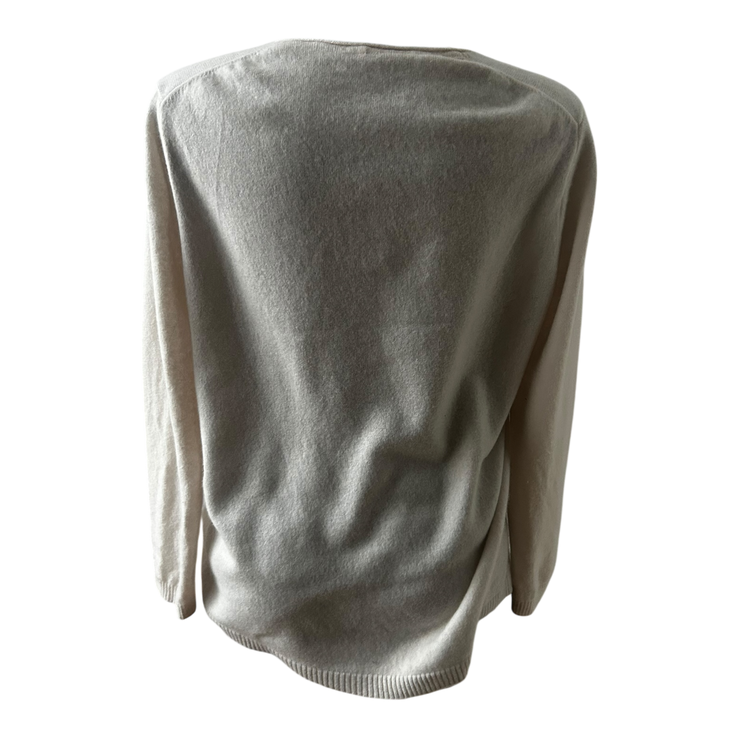 Gerry Weber Damen Kaschmir Pullover Größe 46 Creme V-Ausschnitt Elegant