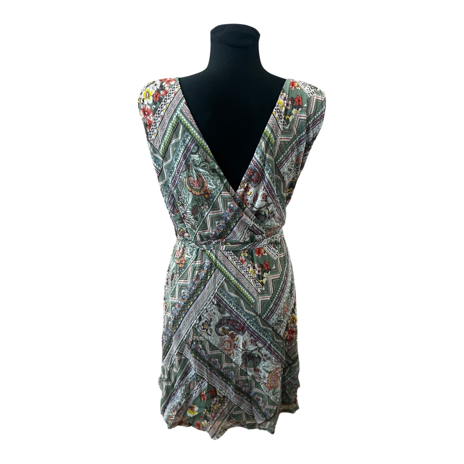 Zero Kleid Damen Sommerkleid Gr 42 Blumenmuster Wickeloptik Elegant