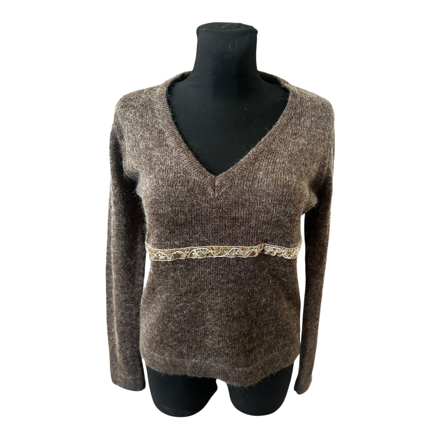 Hayward Damen Pullover V Ausschnitt Braun Gr 40 Feinstrick Elegant Mohair Mix