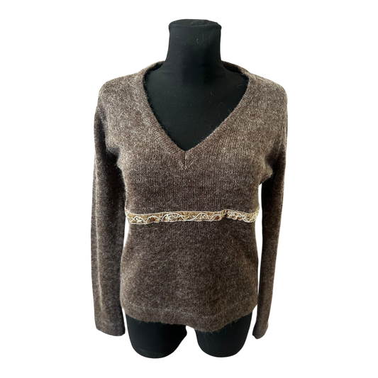 Hayward Damen Pullover V Ausschnitt Braun Gr 40 Feinstrick Elegant Mohair Mix