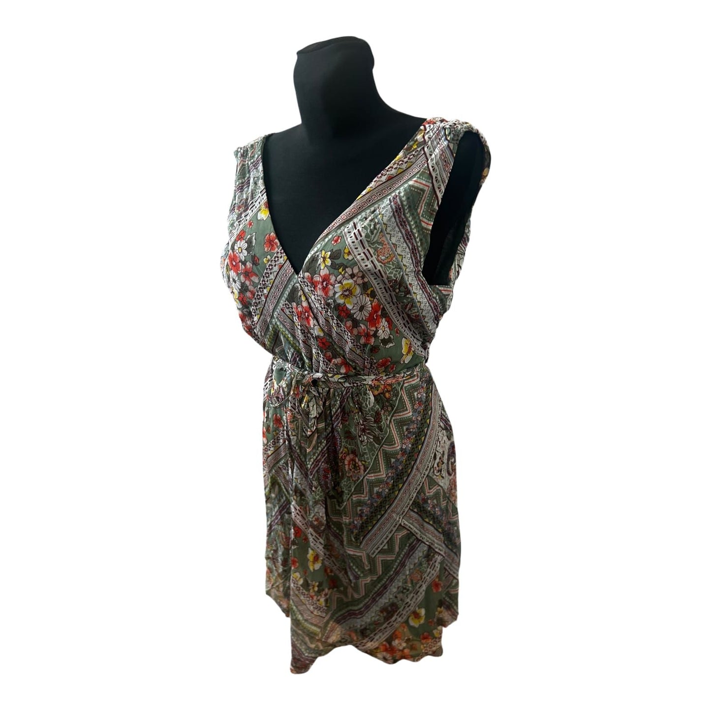 Zero Kleid Damen Sommerkleid Gr 42 Blumenmuster Wickeloptik Elegant