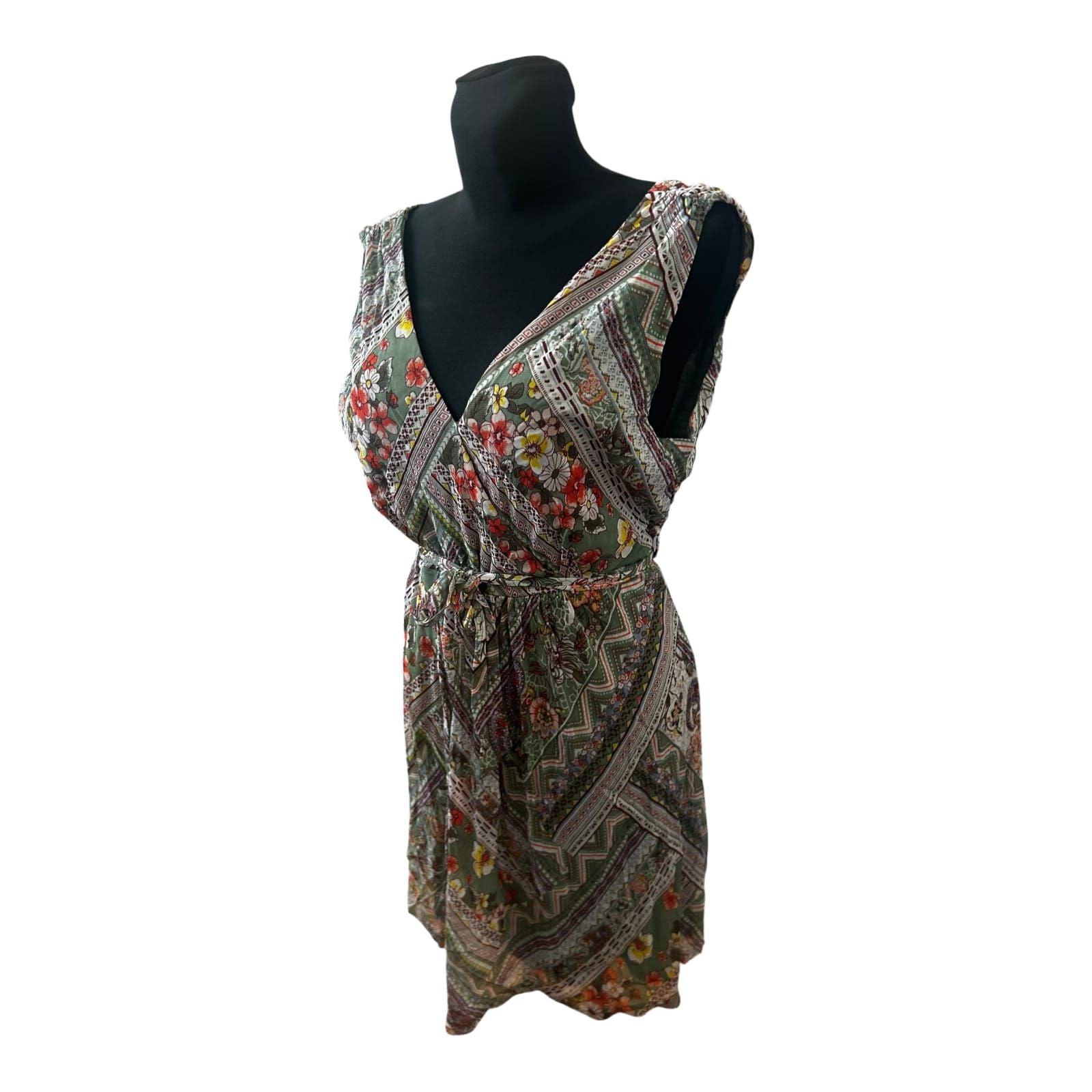 Zero Kleid Damen Sommerkleid Gr 42 Blumenmuster Wickeloptik Elegant