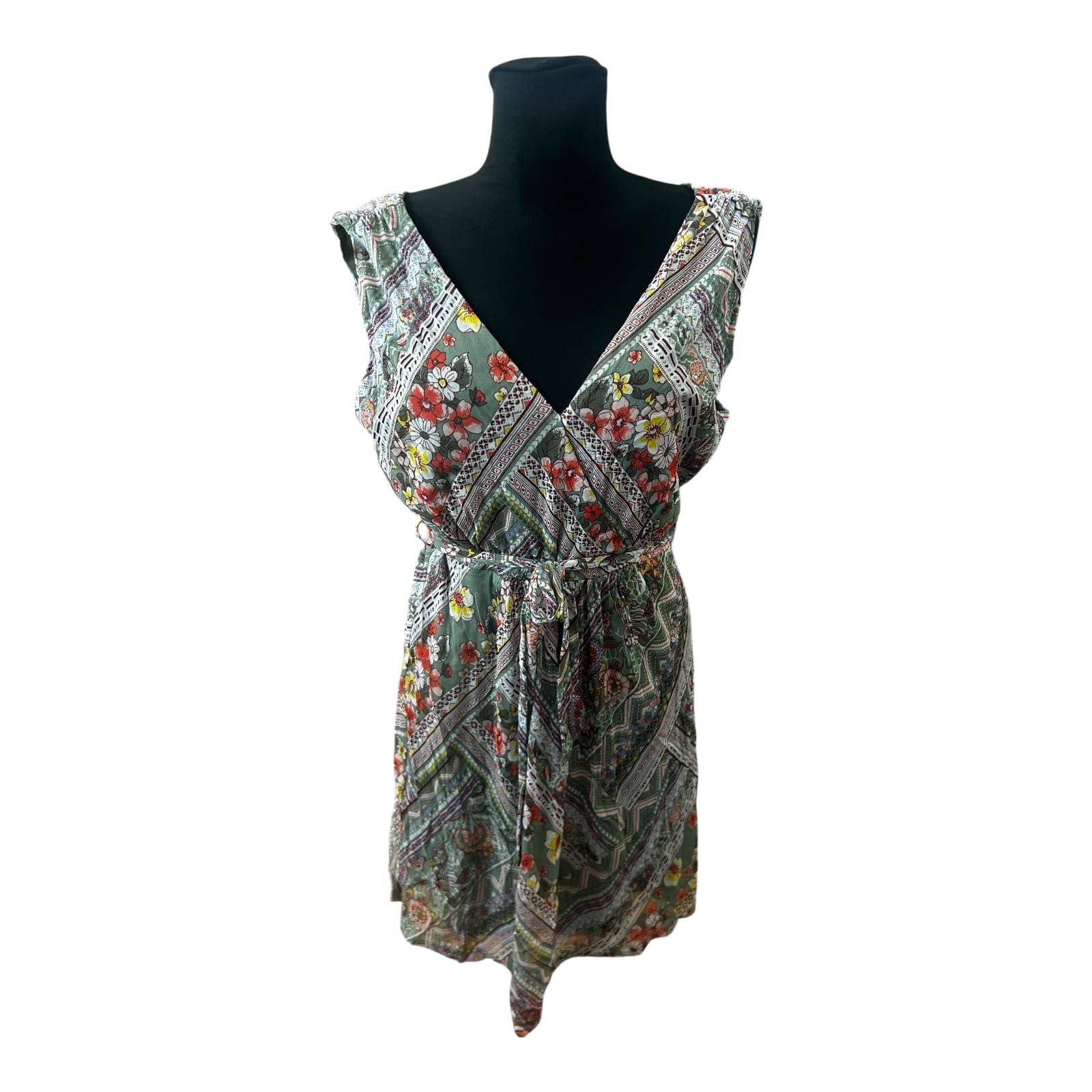 Zero Kleid Damen Sommerkleid Gr 42 Blumenmuster Wickeloptik Elegant