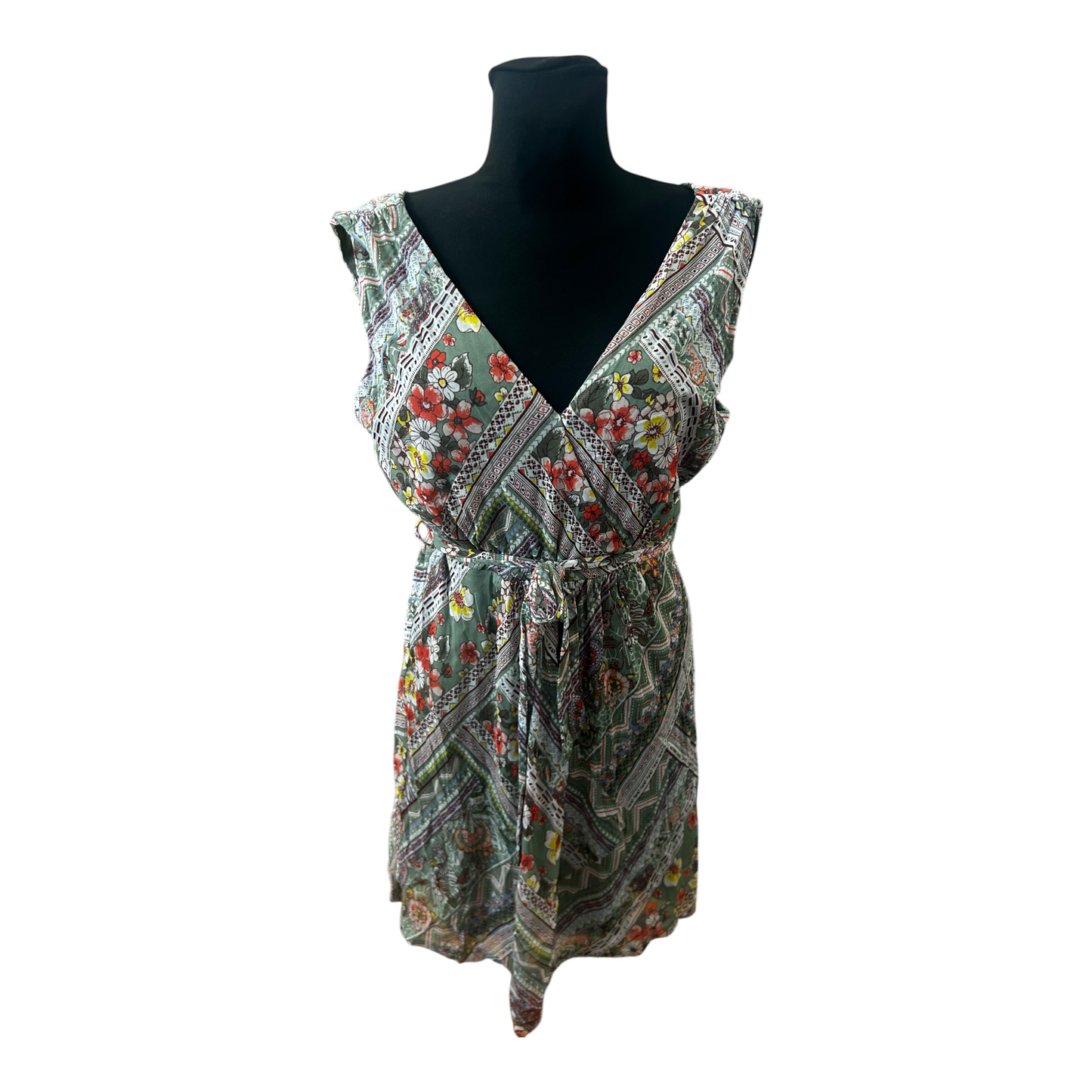 Zero Kleid Damen Sommerkleid Gr 42 Blumenmuster Wickeloptik Elegant