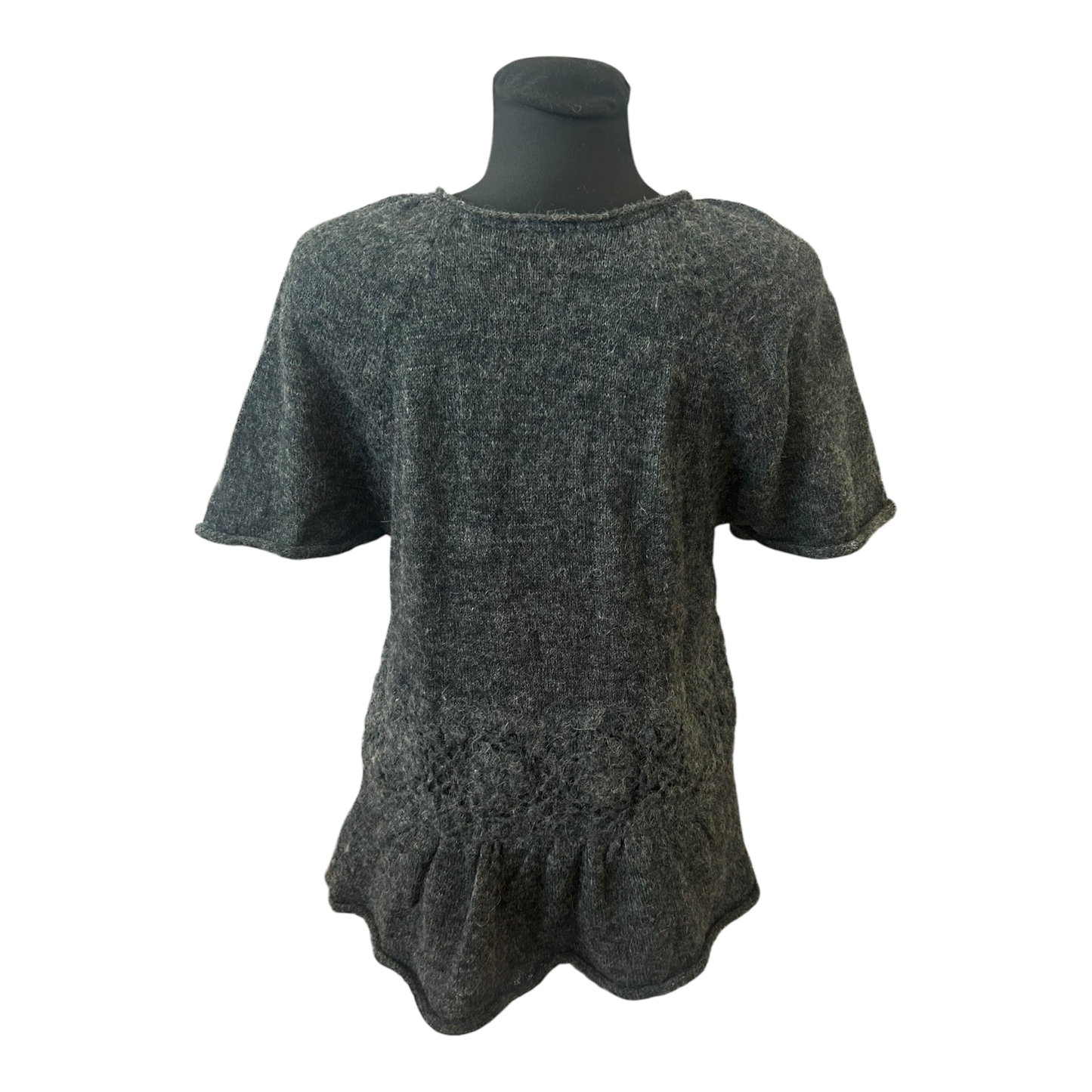 Grain de Malice Strickjacke Damen Cardigan Kurzarm Grau Gr L Alpaka Mix Elegant